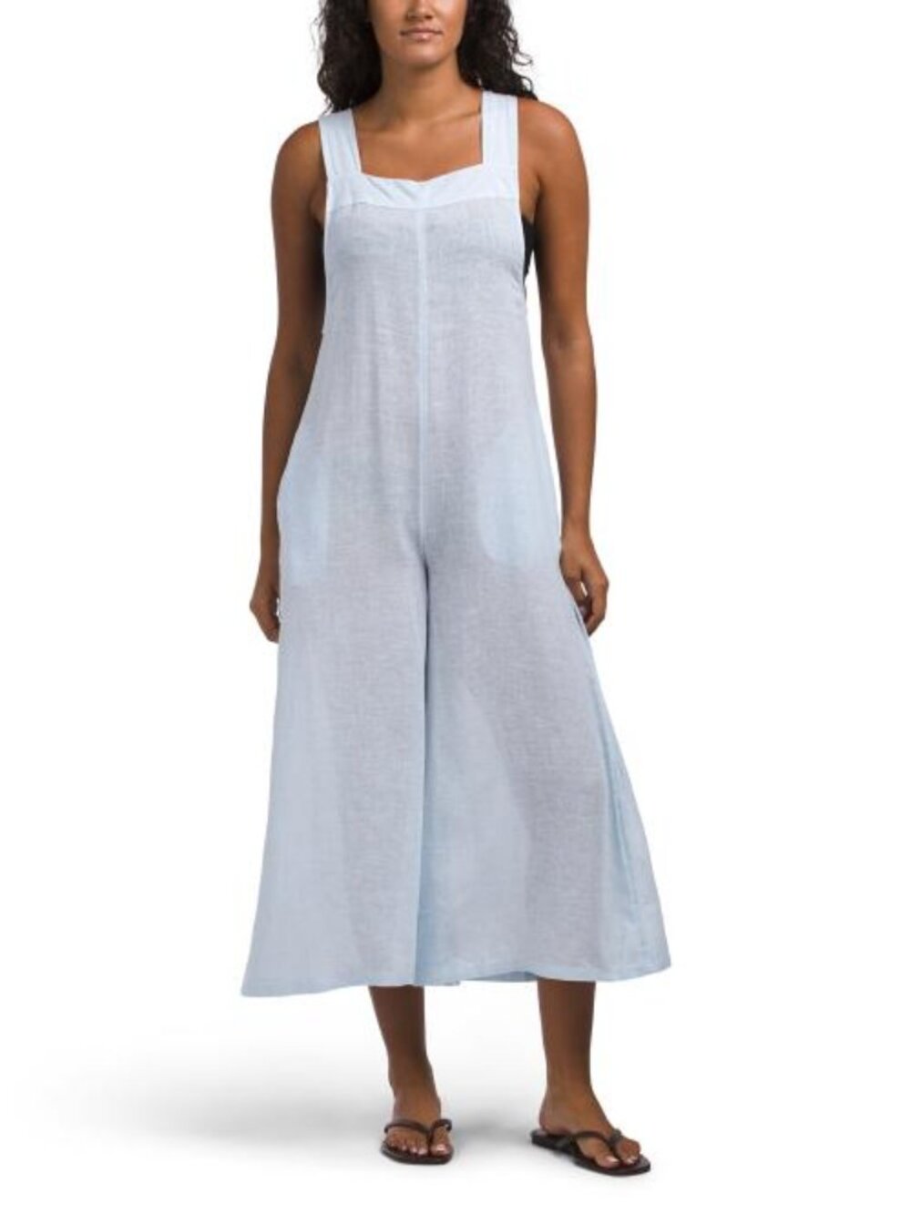 HAUTE HIPPIE STYLE Linen Blend Thick Strap Cover-up Jumpsuit